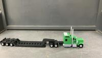 3-D PRINTED SEMI TRUCK W/ LOW RIDE FLAT DECK - BRIGHT GREEN CAB