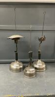 (3) GAS LANTERNS - STAINLESS BASES