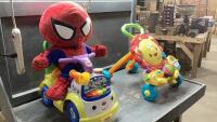 SHELF #8 - TODDLER TOYS -SPIDER-MAN STUFFIE, RIDE-ON TOY,LION WALKING TOY