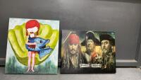 (2) CANVAS PICTURES - PIRATES OF THE CARIBBEAN &. GIRL IN SHELL