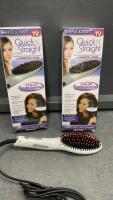 (2) &ldquo;QUICK N&rsquo; STRAIGHT&rdquo; HAIR STRAIGHTENING HEATED BRUSHES