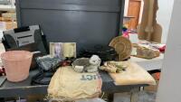 GOOD LIDDED TOTE W/ KITCHEN ITEMS & DECOR