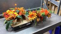 (5)ARTIFICIAL FLORAL ARRANGEMENTS IN METAL CONTAINERS