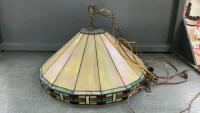 STAINED GLASS HANGING LIGHT FIXTURE - PLUGS INTO OUTLET