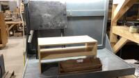 (3)ITEMS - TV TRAY, SMALL SHOE RACK, WOOD SHELF