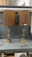 (2) VINTAGE TABLE LAMPS W/ BRASS BASE & SMOKED GLASS CRYSTALS
