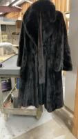 WESTERN FUR LONG BLACK FUR COAT W/ BELT