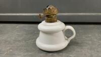SMALL WHITE GLASS FINGER LAMP - NO CHIMNEY