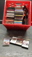 RED CRATE OF ASSORTED CASSETTES