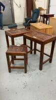 (3) DECORATIVE SIDE TABLES - BIRDS & FLOWERS