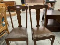 PAIR OF DINING CHAIRS - LEATHER SEATS