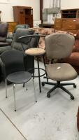 (3) MISC CHAIRS - PLASTIC, BAR SWIVEL CHAIR & OFFICE CHAIR
