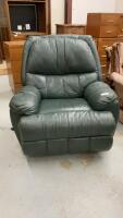 FOREST GREEN ROCKER RECLINER - LEATHER/VINYL COMBINATION