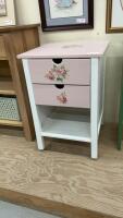 SIDE TABLE - PAINTED PINK W/ FLORAL DECALS