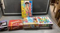 BOX OF GAMES - YAHTZEE, KERPLUNK, BLURT, FAMILY FUED