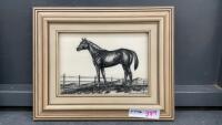 MONTANA MARBLE ETCHED HORSE PICTURE