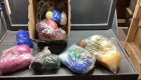 BOX OF ASSORTED YARN + THREAD