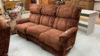 LA Z BOY BROWN CHENILLE DOUBLE RECLINER SOFA