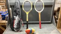 (3) RACQUETS AND FOAM FOOTBALL