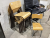 STACKING WOOD CHAIRS X 8. + (1) CHILD CHAIR