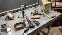 (2) BOXES - ASSORTED FLASHLIGHT/WORK LIGHTS + A TESTER