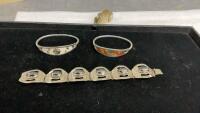 (3) BRACELETS - ONE CLASP, TWO BANGLES
