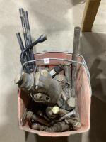 CART WITH HYDRAULIC JACK STANDS, LUG NUT & MISC