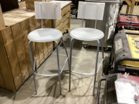 2-PLASTIC + METAL TALL CHAIRS