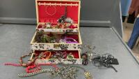 JEWELRY BOX FILLED W/ COSTUME JEWELRY