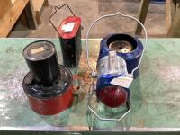 ANTIQUE LANTERN, PORTABLE STOVE, COFFEE, HEATER & MISC