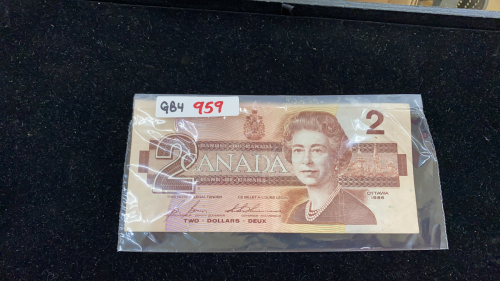 CANADIAN TWO DOLLAR BILL-1986