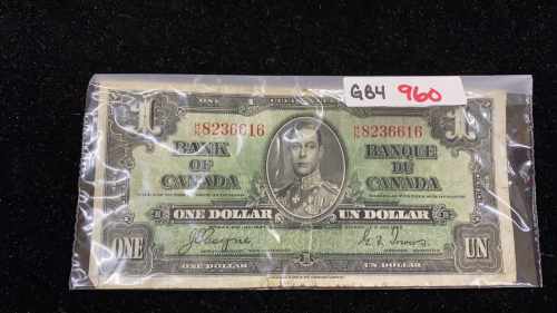 CANADIAN ONE DOLLAR BILL - 1937