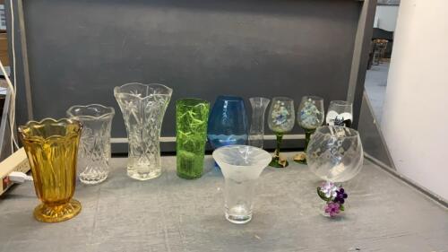VASES & PAINTED WINE GLASSES