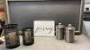 &ldquo;JOURNEY&rdquo; SIGN, CANDLE HOLDERS W/ BATTERY CANDLES & (2) METAL CANISTER