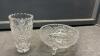COLLECTION OF CRYSTAL PIECES - CREAM & SUGAR, FOOTED BOWL, VASES - 2