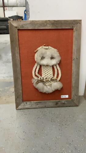 MACRAME OWL ON BARNWOOD FRAME