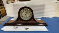 VINTAGE MANTEL CLOCK - WITH KEY AND PENDULUM