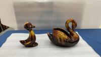 (2) BMP PIECES - SWAN & DUCK - BROWN/YELLOW TONES