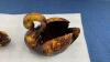 (2) BMP PIECES - SWAN & DUCK - BROWN/YELLOW TONES - 3