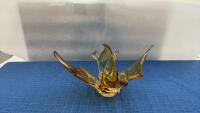 AMBER COLORED HEAVY GLASS DECOR PIECE