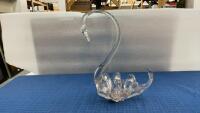 ALTA GLASS SWAN CANDY DISH - SLIGHT PINK COLOR - HAS STICKER