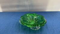 HEAVY GLASS GREEN DECOR PIECE