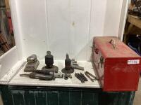 TOOL BOX W/ AIR SANDERS, AIR CHISELS, CHISELS BITS, AIR SPRAYER & MISC