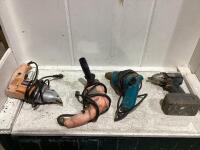 (4) CORDED POWER TOOLS - , (1) CHICAGO VSR DRILLS, (1) STEEL SHEER (1) MASTERCRAFT MAXIMUM DRILL & (1) MAKITA DRILL