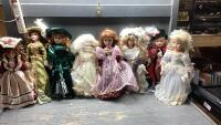 TOTE OF PORCELAIN DOLLS