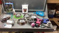 PET DISHES, WOOF WASHER, OSTER CLIPPERS, NAIL GRINDER, EARPLUGS