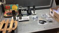 (2)CORDLESS PHONE SETS, HEADSETS, VINTAGE XMAS LIGHTS,