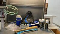 SANITIZING SPRAYS & GELS, COOLER BAG, COOLER JUG, DRYING RACK, PLIERS FOR PLASTIC, WOOD BAT,