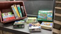 TOTE OF ASSORTED PUZZLES