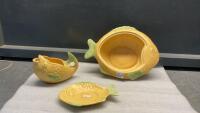 STOKE-ON-TRENT &ldquo;FISH&rdquo; DISHES - GRAVY BOAT & SERVING BOWL